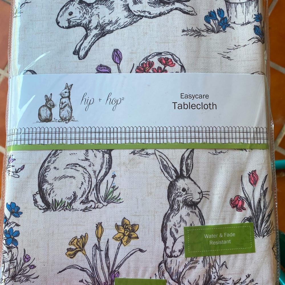Easter Bunnies and Flowers Tablecloth